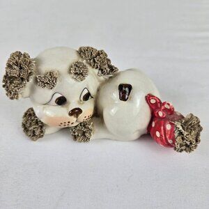 Lefton Spaghetti Dog with Bug Bandana Vintage Mid-Century Modern Porcelain